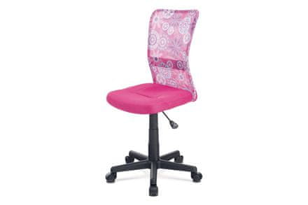 Autronic Kancelárska stolička Kancelářská židle, růžová mesh, plastový kříž, síťovina motiv (KA-2325 PINK)